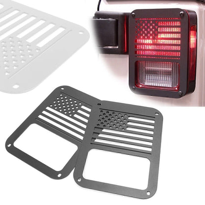 2X Rear American Flag Tail Light Cover Protector for Jeep Wrangler JK (2007–2016)