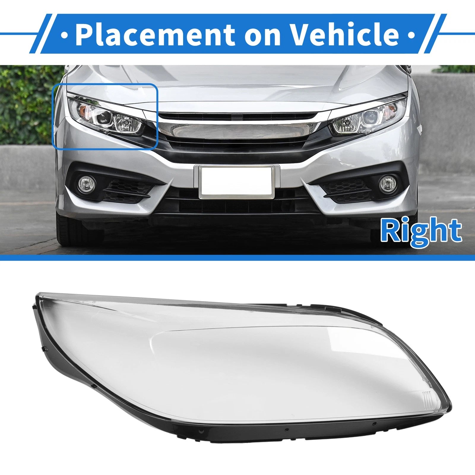 Headlight Lens Cover Front Right Replacement for Chevrolet Malibu (2013–2015)