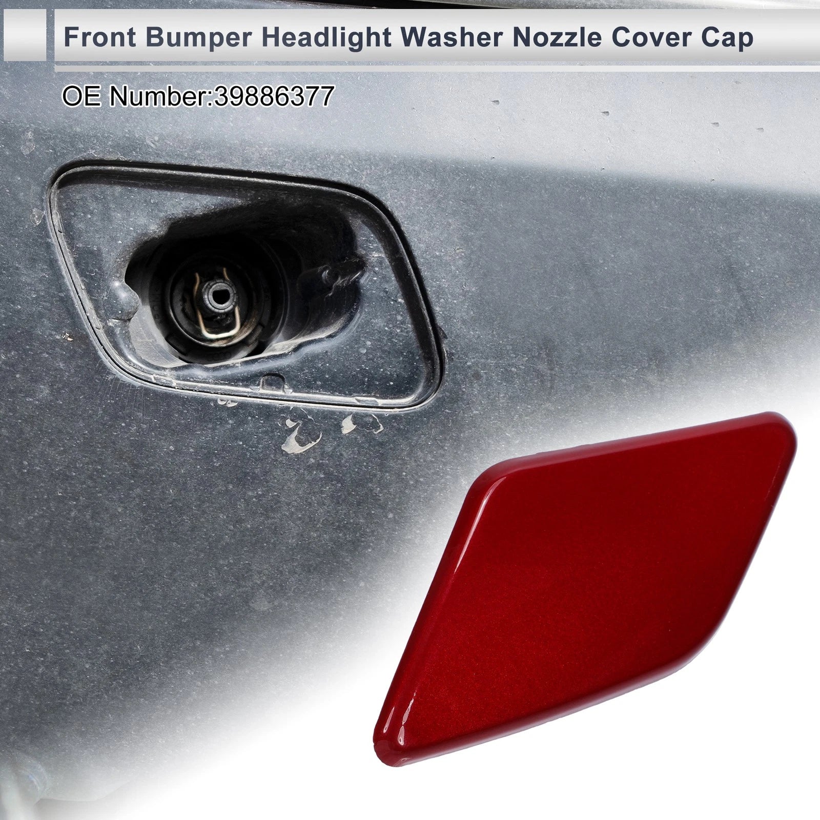 Front Left Headlight Washer Nozzle Cover Cap for Volvo S40 (2008–2010) Red