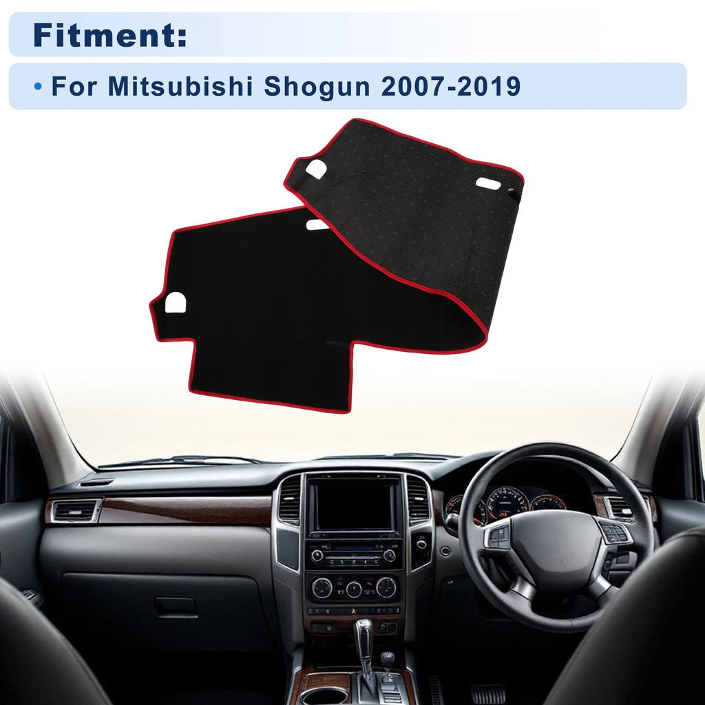 Dash Cover for Mitsubishi Shogun 2007–2019 Polyester Black With Red Edge