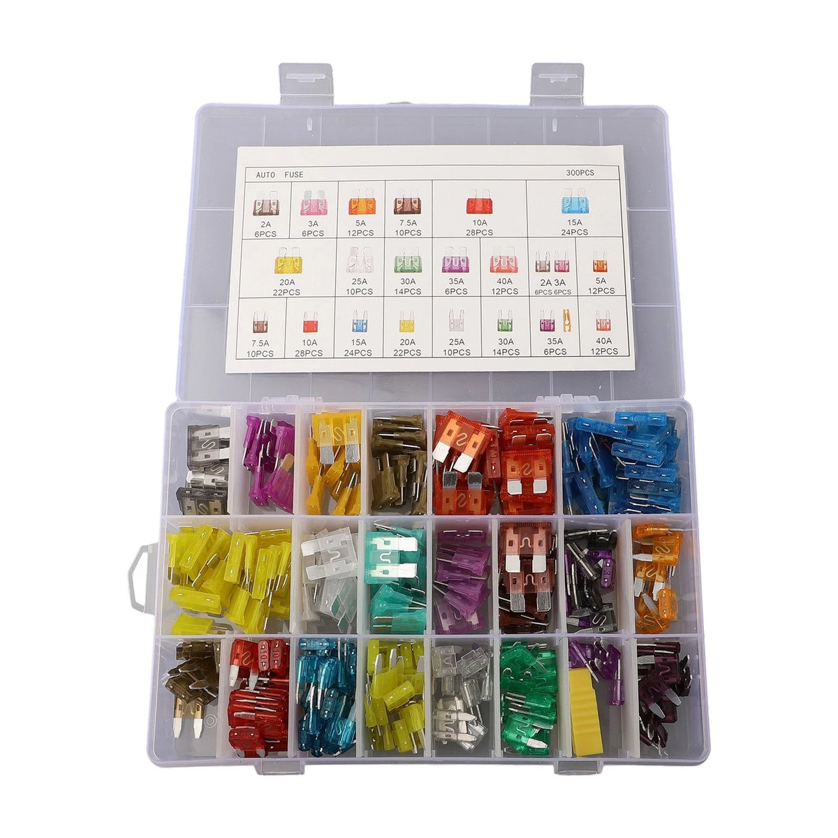 300pcs Assorted Blade Fuses for Various Vehicles (Mini & Standard Sizes)