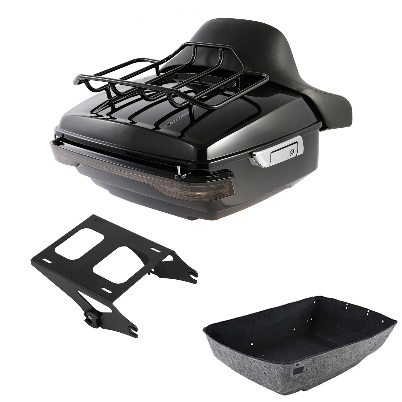 Trunk Luggage Backrest Pad Mount Rack Light for Harley Touring (2014–2026)