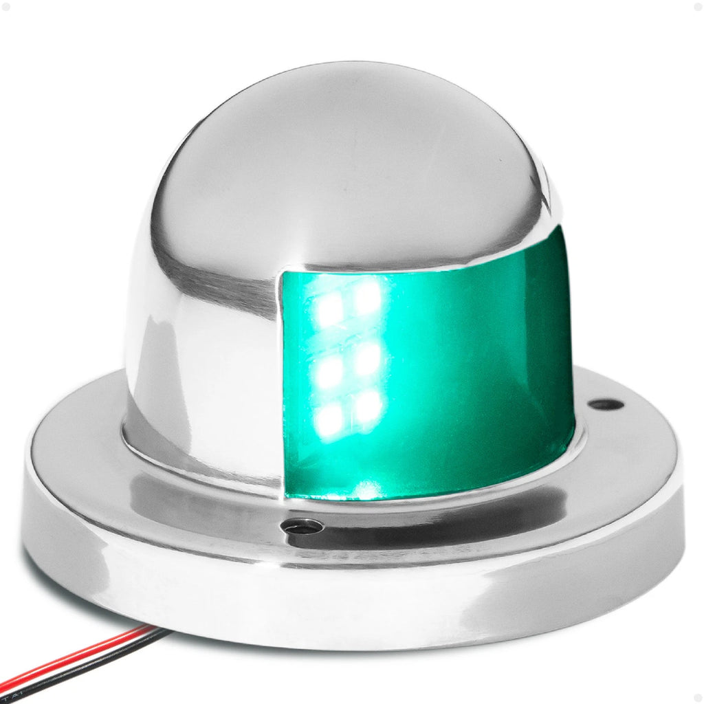 LED Boat Bow Navigation Light for Marine (Deck Mount, Starboard Green)