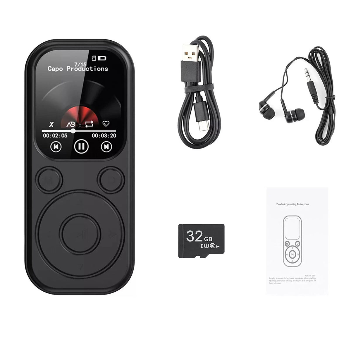 32GB MP3 Player for (2010–2023) - Bluetooth 5.4, 1.8" IPS Screen