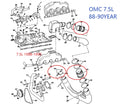 Exhaust Tube for OMC 5.0L 5.7L V8GM (3852742, 18-2781, 9-72801, 913592)