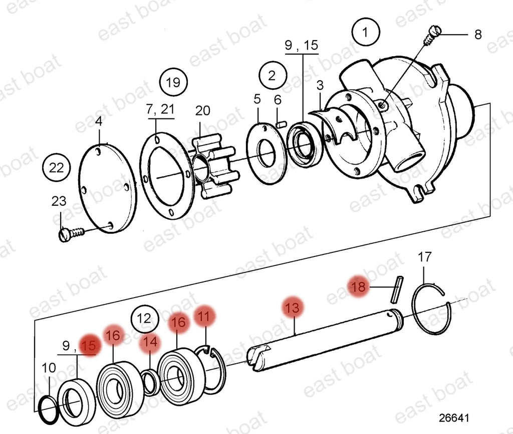 Water Pump Repair Shaft Kit for Volvo Penta 2001-2003 (21951414)