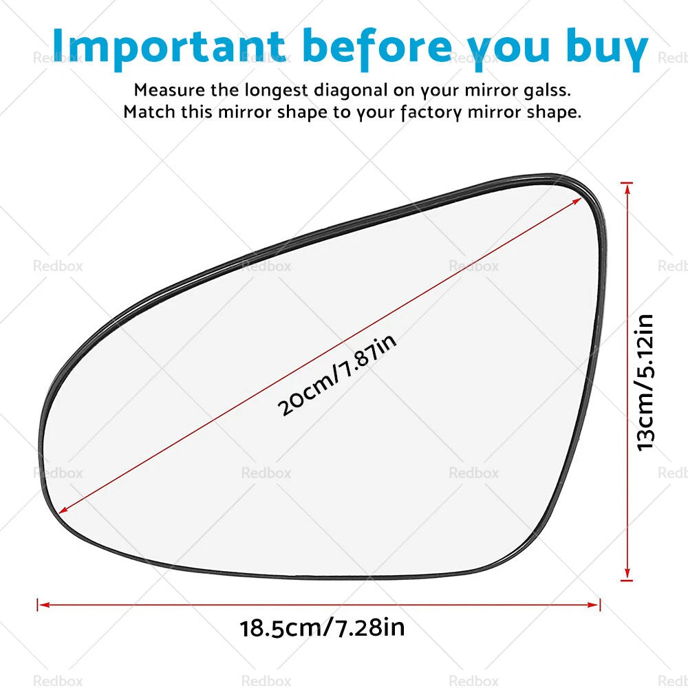 Left Passenger Side Mirror Glass for Toyota Yaris (2012–2017)