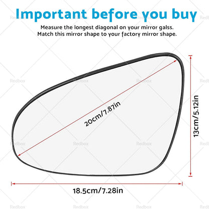 Left Passenger Side Mirror Glass for Toyota Yaris (2012–2017)