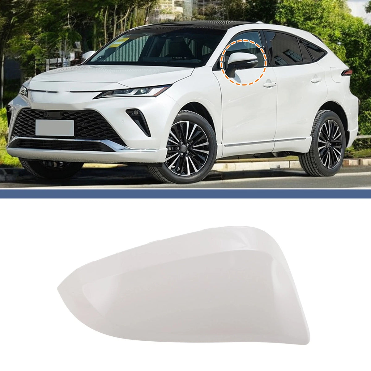 Rearview Mirror Cover Cap Right Passenger Side White for Toyota Venza (2021–2024)