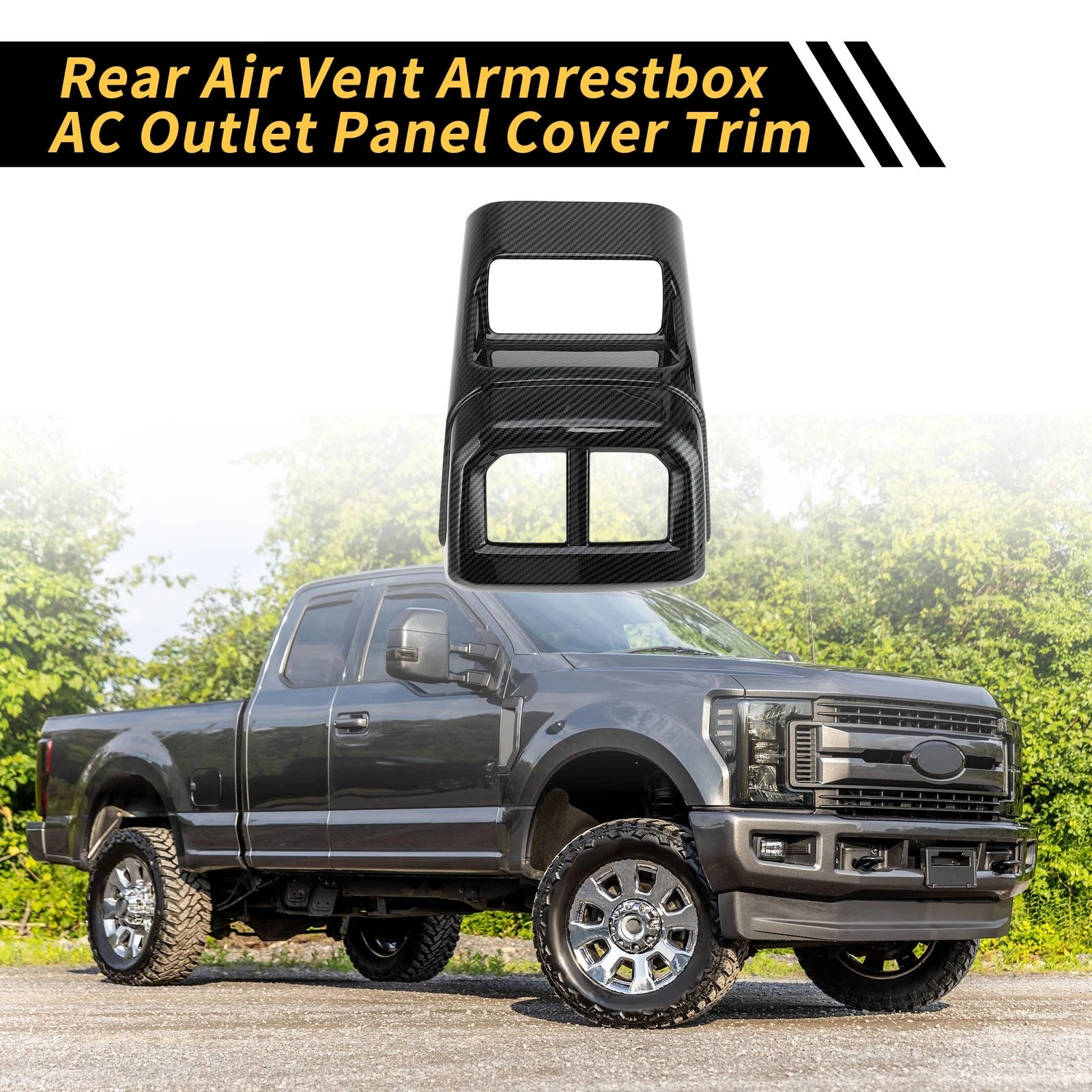 Carbon Fiber Pattern Rear Armrest Box AC Outlet Panel for Ford Ranger (2023–2024)
