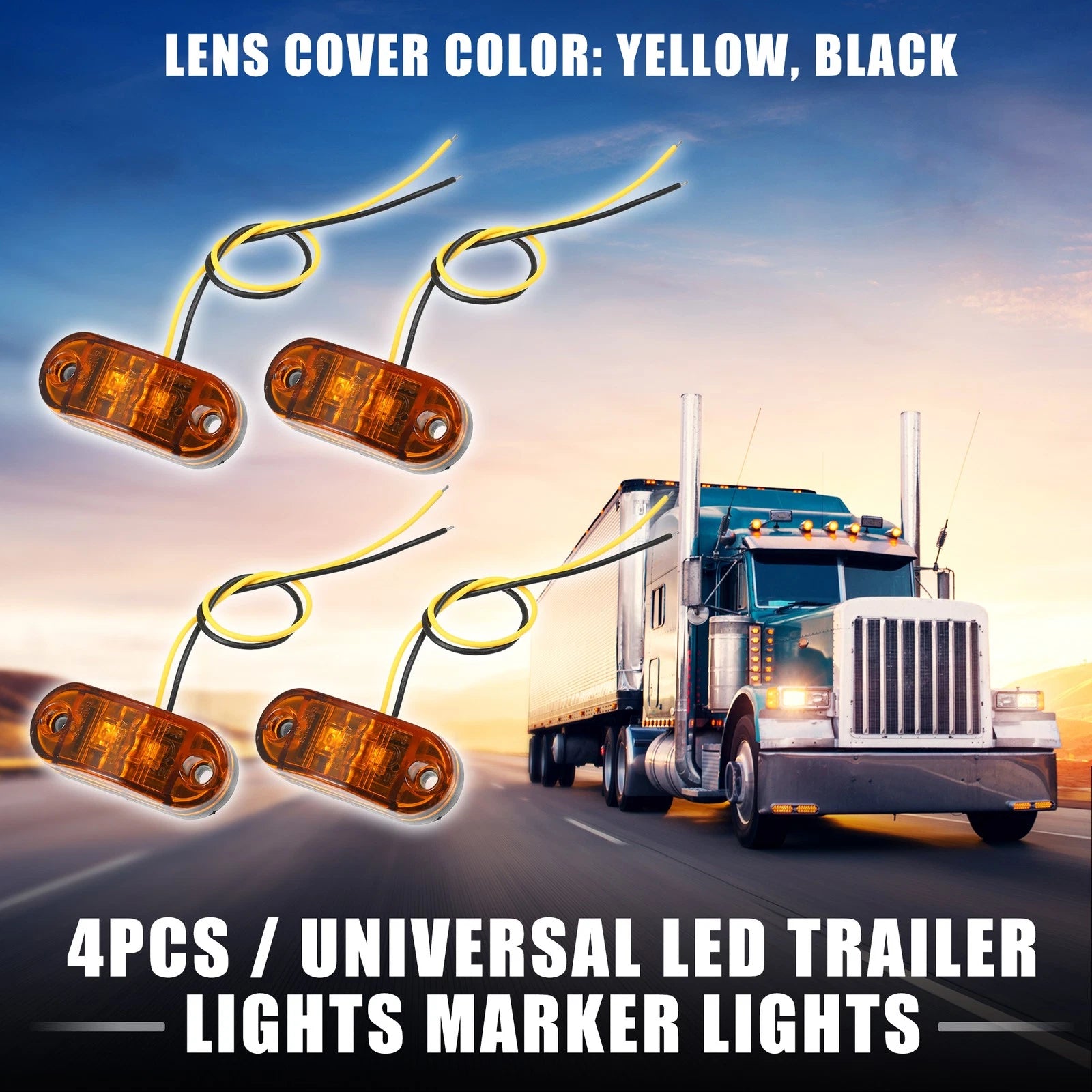 LED Trailer Marker Lights 24V Waterproof Yellow Replacement for Universal (24V)