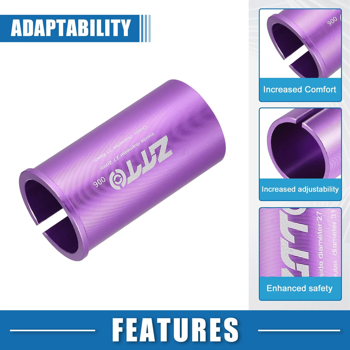 Seat Post Adapter 27.2mm to 31.6mm for Bicycle Purple (1.07 1.24)