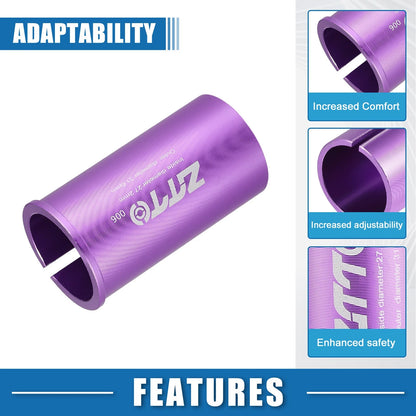 Seat Post Adapter 27.2mm to 31.6mm for Bicycle Purple (1.07 1.24)