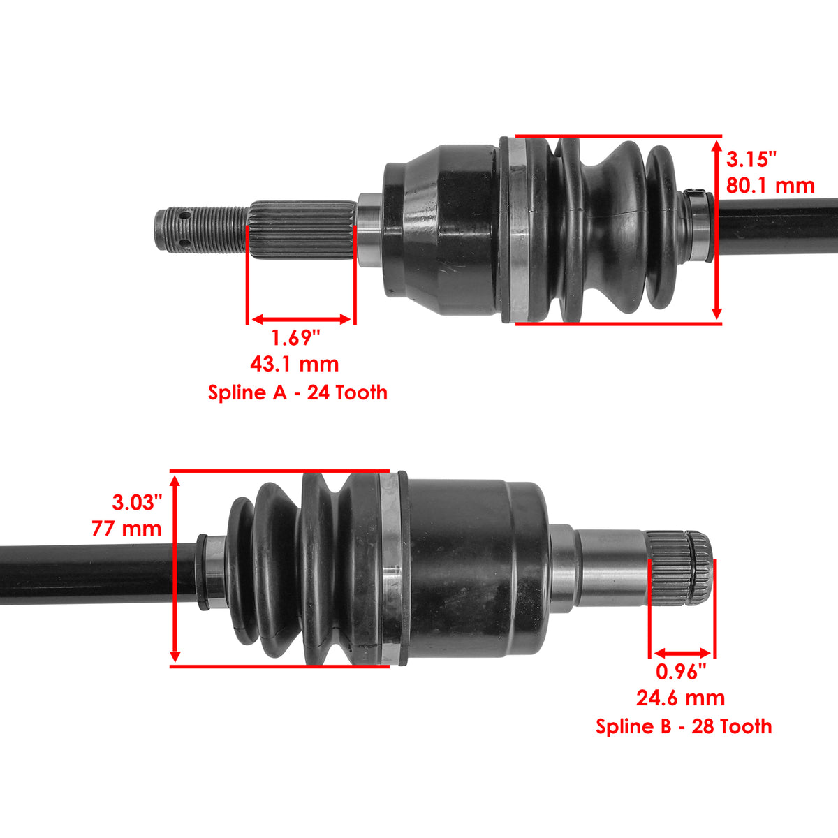 CV Joint Axle Kit Rear Left Right Replacement for John Deere RSX850 (2016–2018)