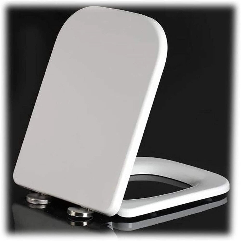 Toilet Seat Cover for Rounded Square Toilet (Quick Release, White)