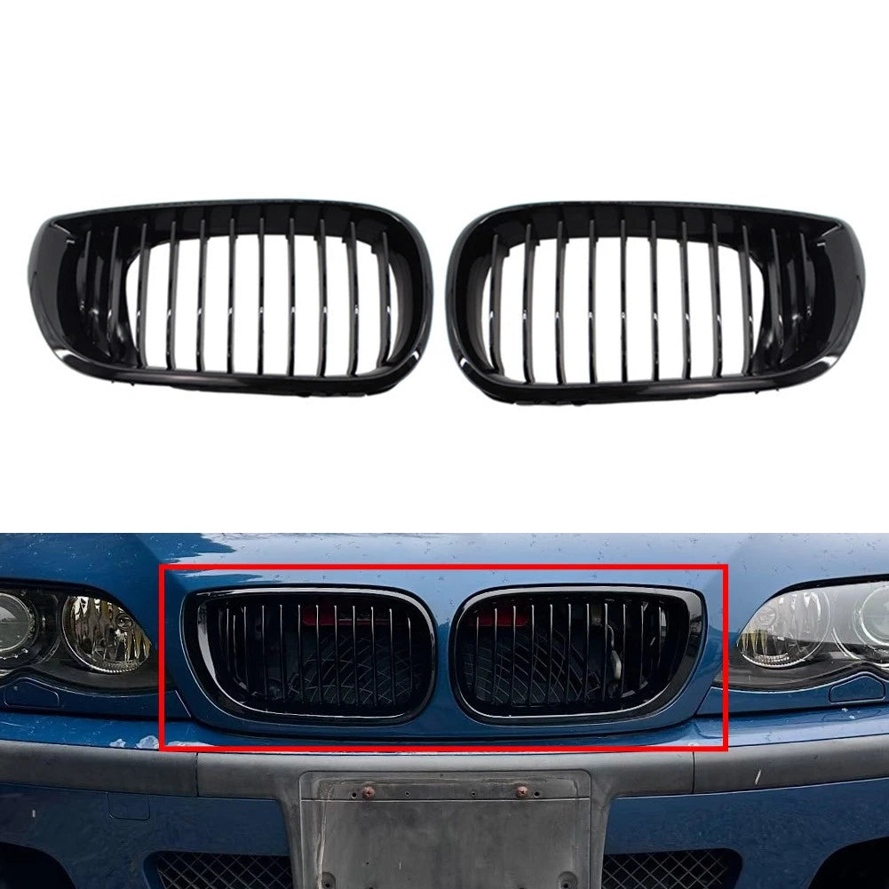 2X Front Hood Kidney Grilles for BMW 3 Series E46 (2002–2005)