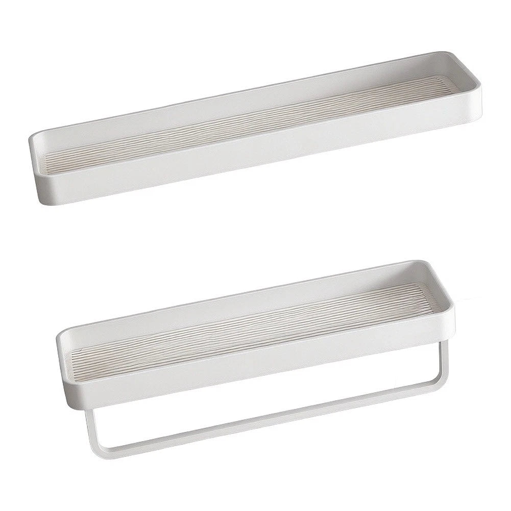 2X White Bathroom Storage Rack No Drilling Needed Towel Organizer