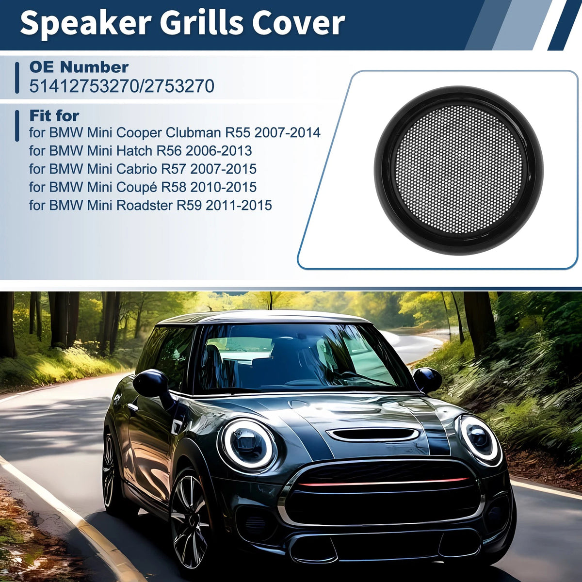 Speaker Grills Cover for BMW Mini Cooper Clubman R55 (2007–2014) Black Gloss