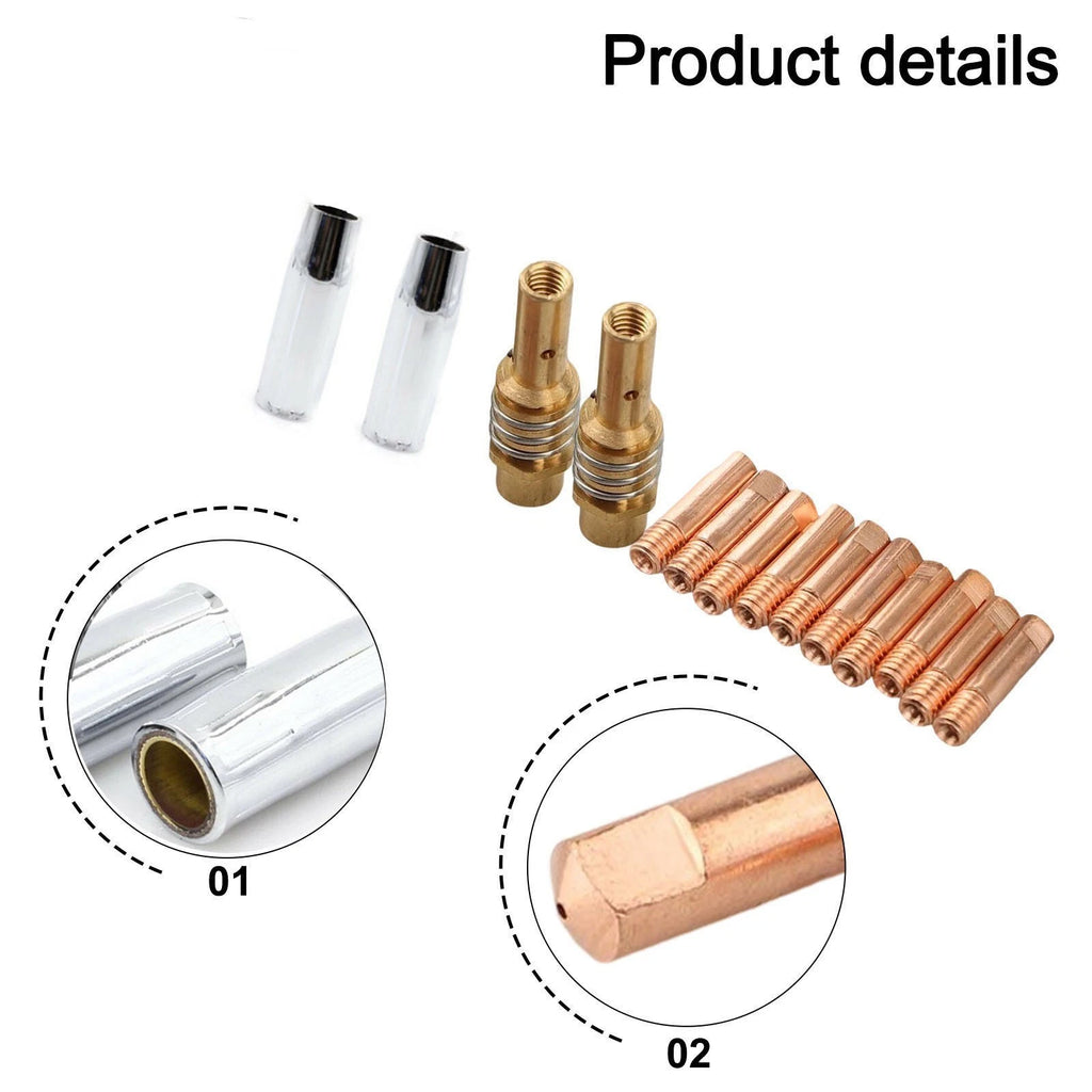 14PCS MIG Welding Kit Accessories Set 0.8mm Tips Gas Nozzles Diffusers