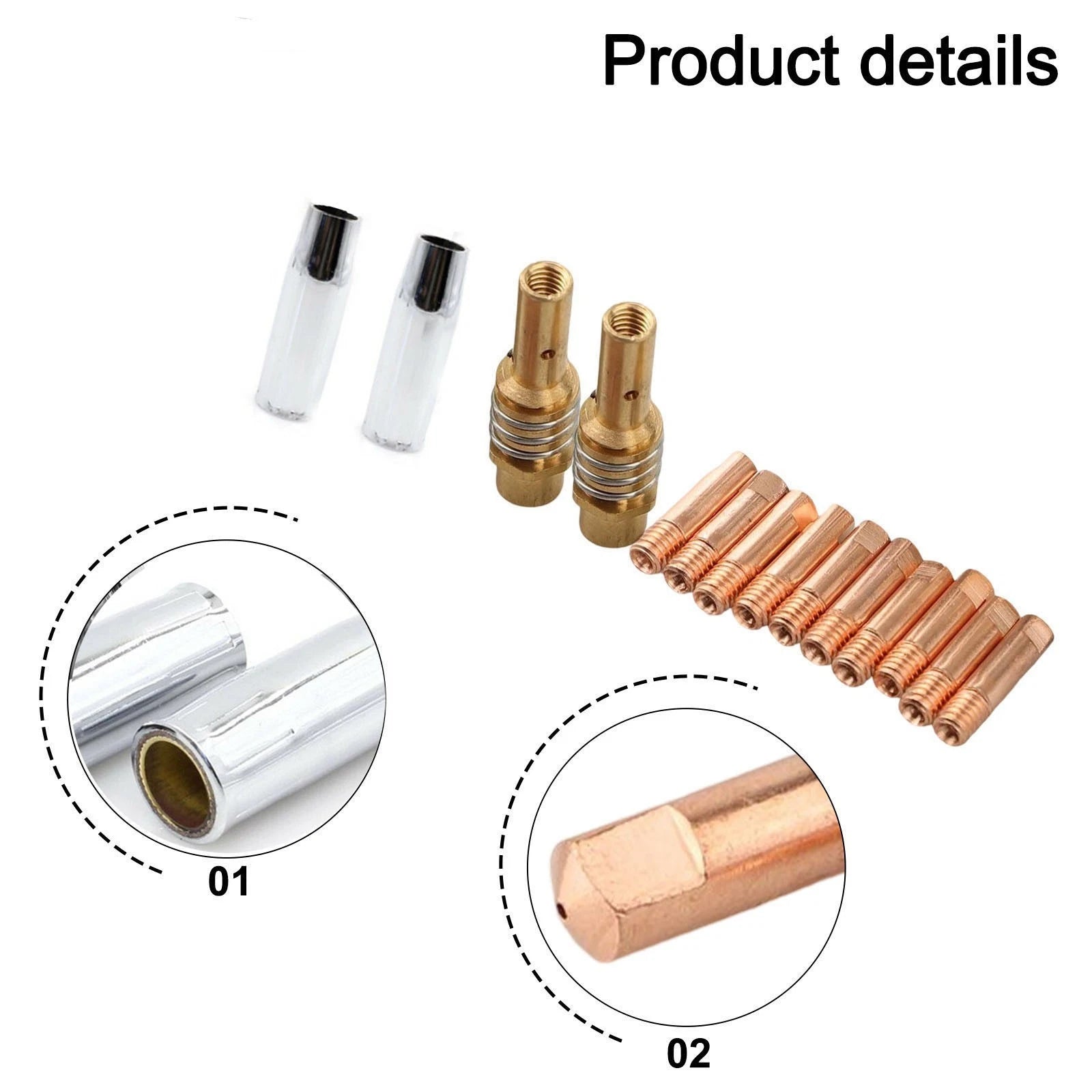 14PCS MIG Welding Kit Accessories Set 0.8mm Tips Gas Nozzles Diffusers