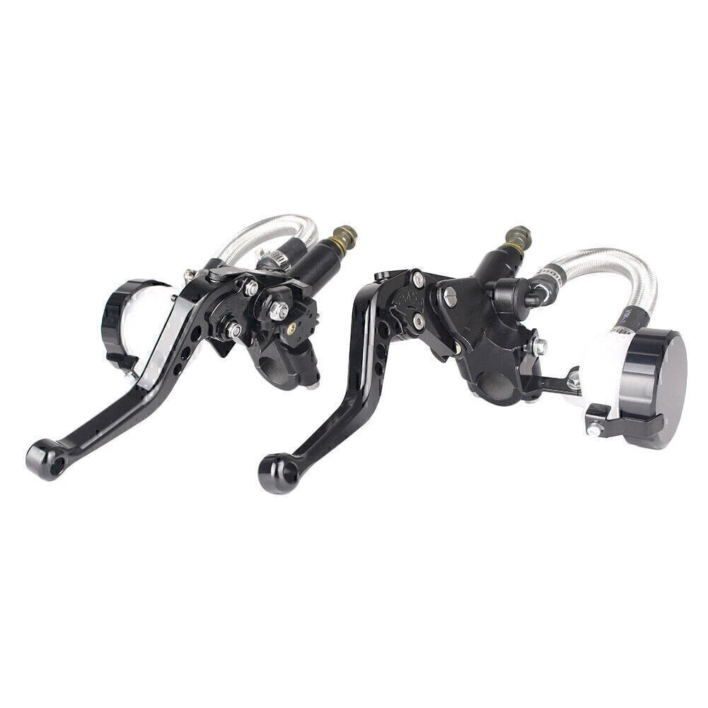 New Motorcycle Universal Clutch Brake Levers Master Cylinder Reservoir 7/8"