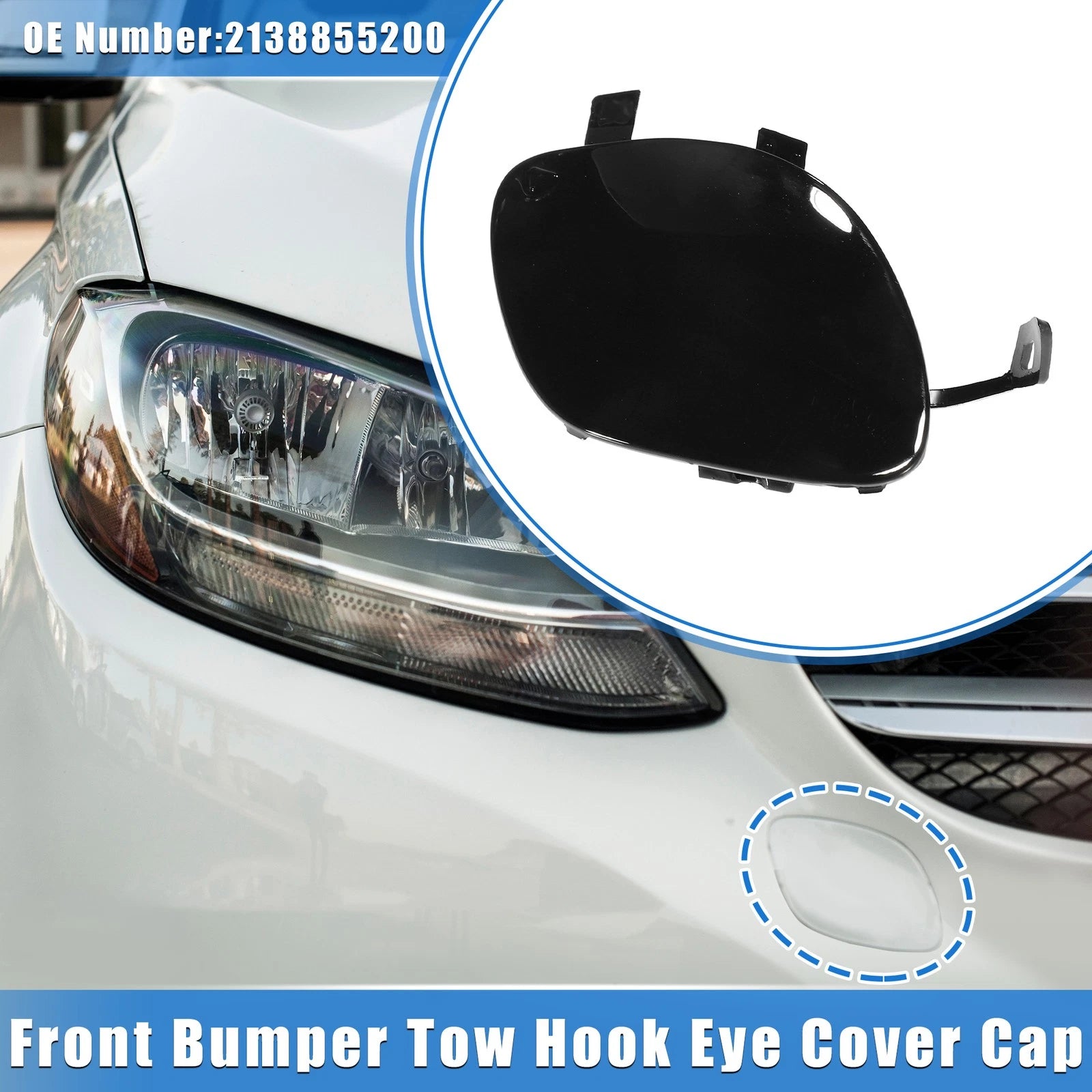 Front Bumper Tow Hook Eye Hole Cover Replacement for Mercedes-Benz E450 (2019–2020)