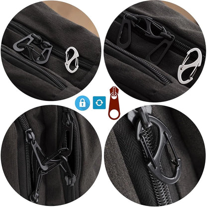 10Pcs Black Locking Zipper Clips for Backpack Travel Case