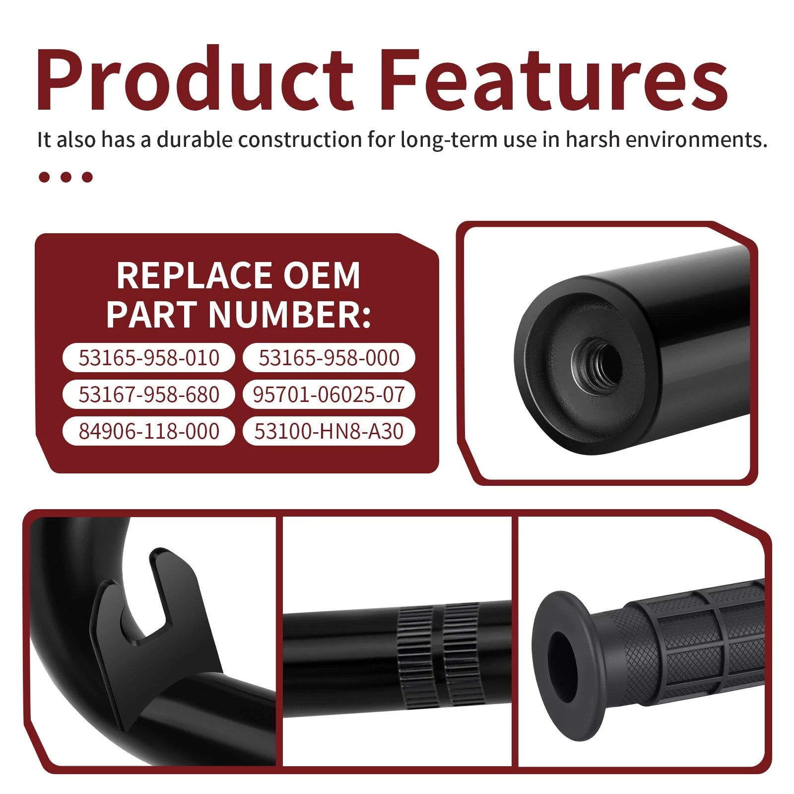 Handlebar & Grips Bar End 53100-HN8-A30 for Honda Rincon 650 TRX650FA/FGA (2003–2005)
