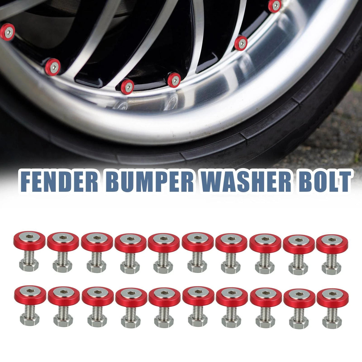 20pcs Red M6 Fender Bumper Washer Bolt Nuts Kit for Motorcycle Car