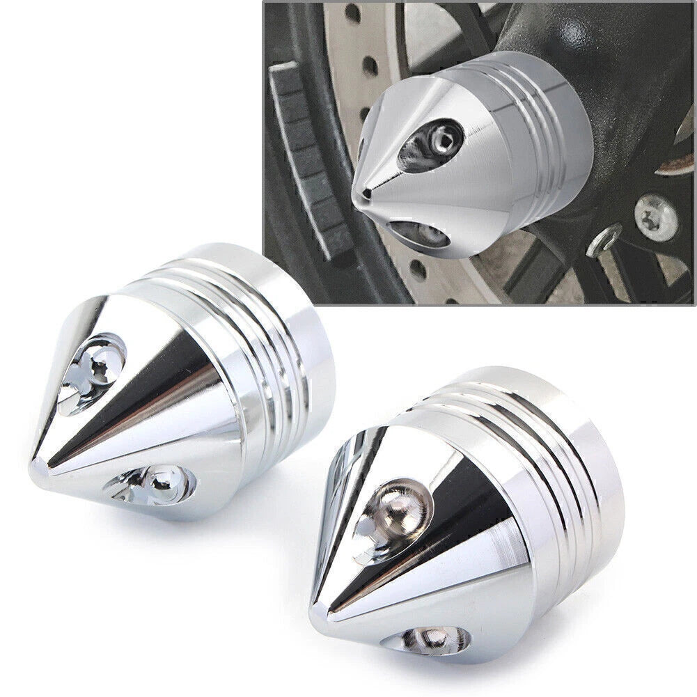 1 Pair Chrome Front Axle Cap Nut Cover for Harley Electra Glide Sportster