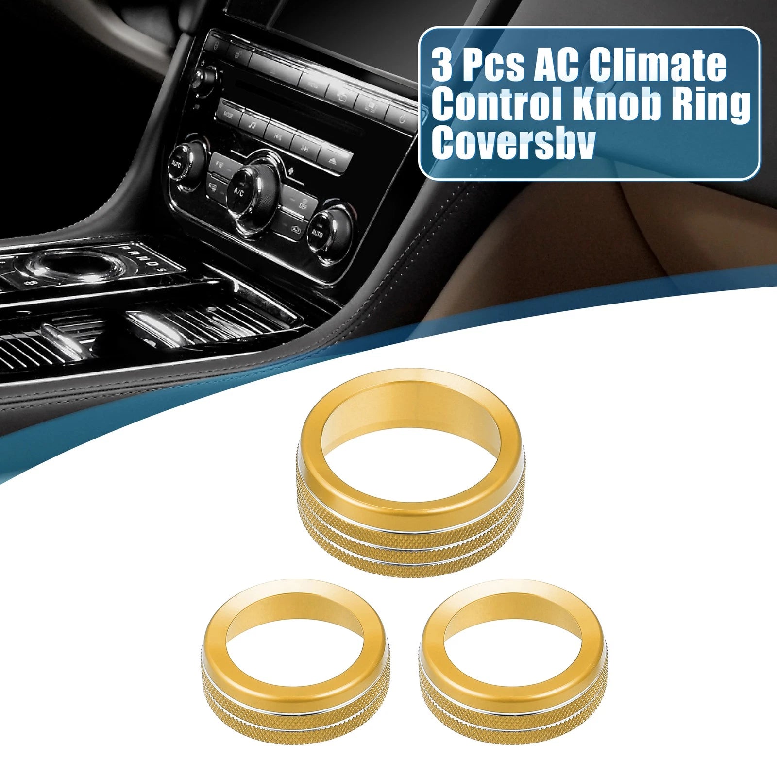 AC Radio Switch Knob Cover Decal Gold Tone for Dodge Durango (2014–2020)