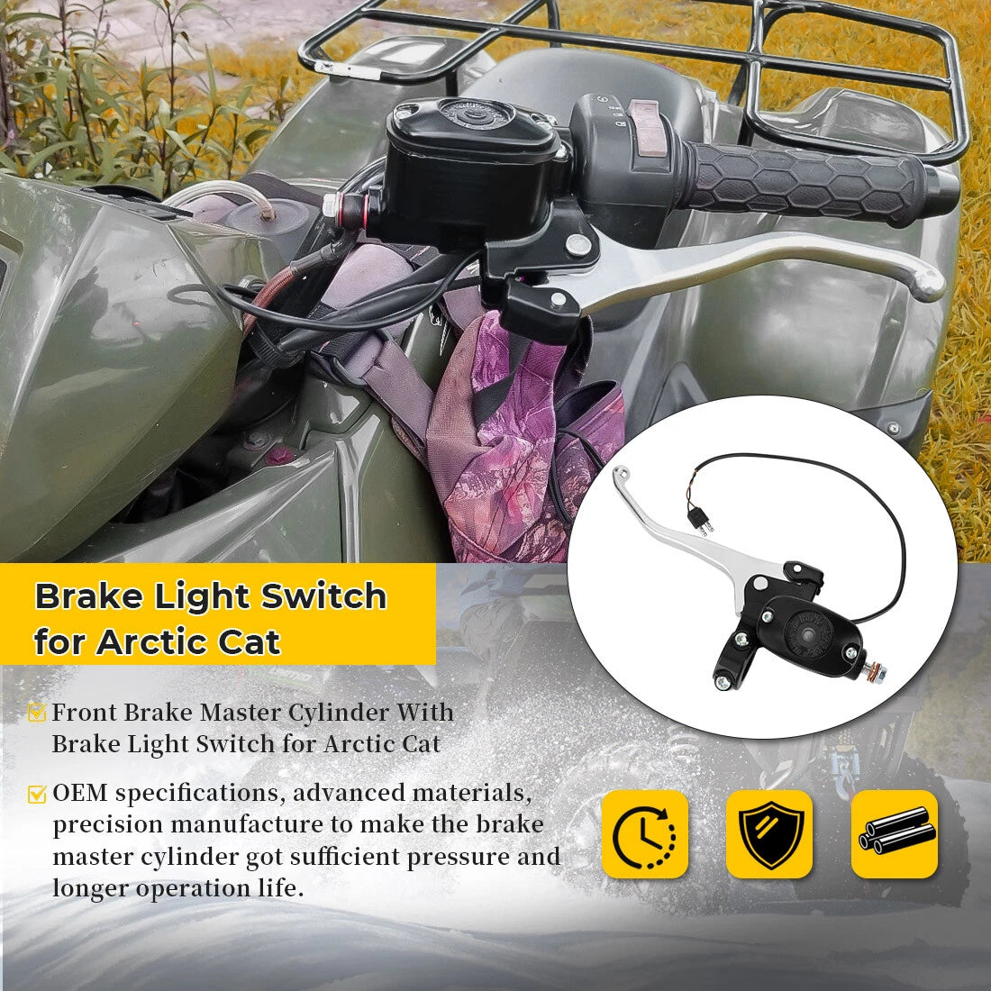 Front Brake Master Cylinder with Brake Light Switch for Arctic Cat 400 450 500 550 (2000–2023)