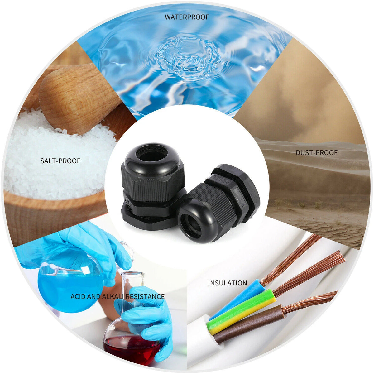 38PC Waterproof Cable Gland Kit IP68 Joints Adjustable Locknut