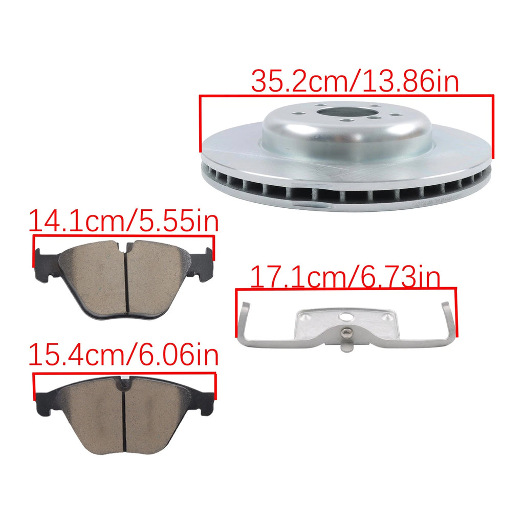 Front Disc Rotor & Ceramic Brake Pads for BMW ActiveHybrid 5 (2012–2016)