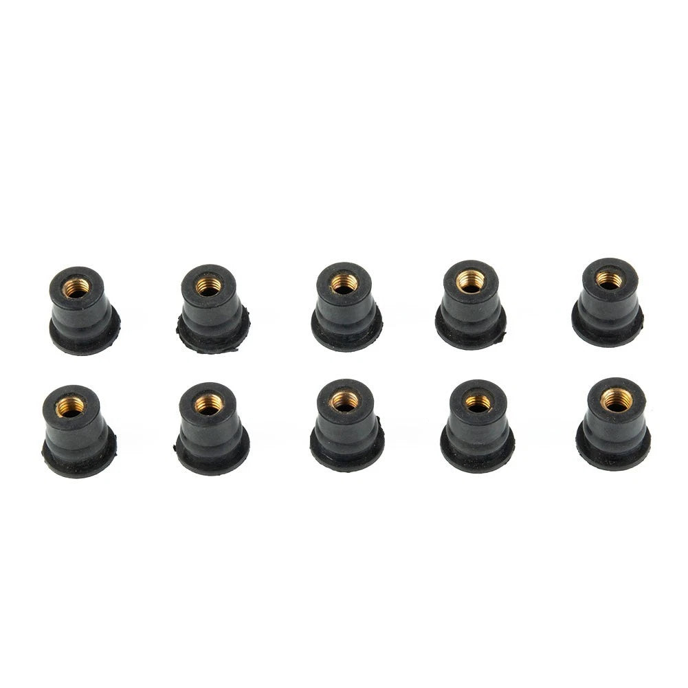 10 Pack Rubber Nuts M6 Vibration Damper for ATV (Motorcycle Windshield)