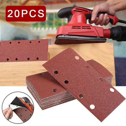 Set of 20 Sanding Sheets for Hook & Loop Sanding (Mixed Grits 80/120/180/240)
