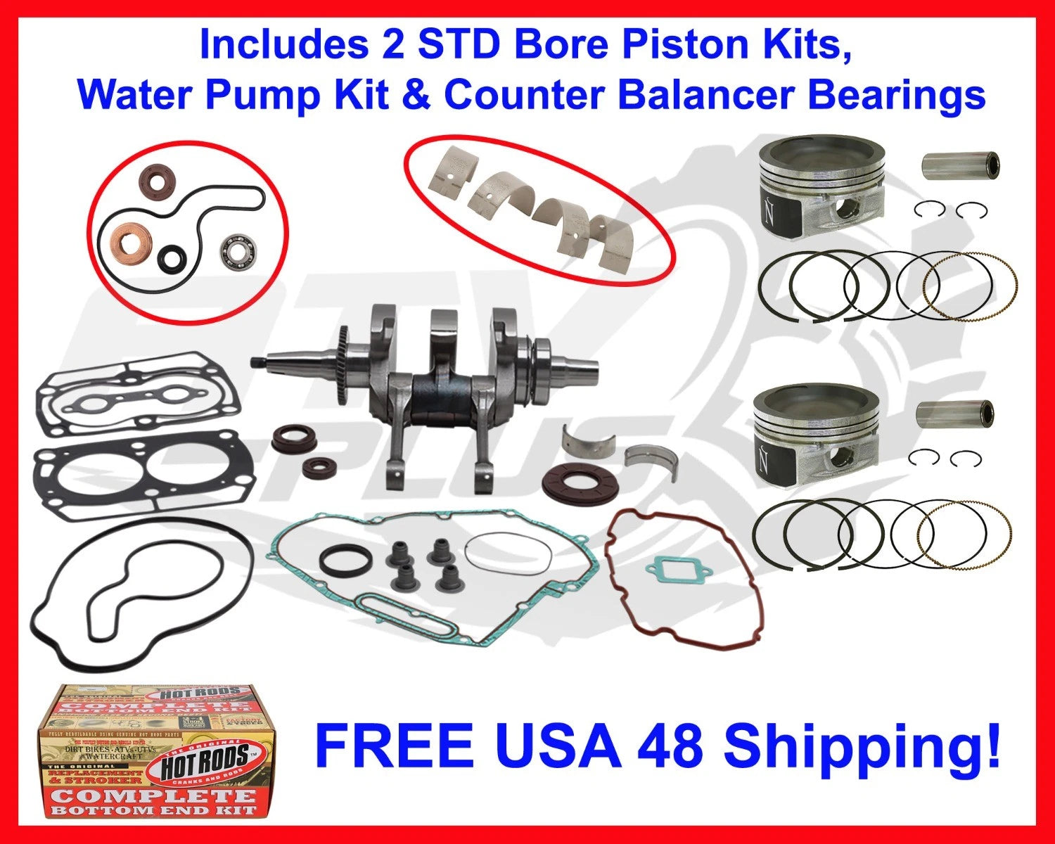 Engine Rebuild Kit for Polaris Ranger 700 (2005–2009) Crank Pistons WP C-Bal
