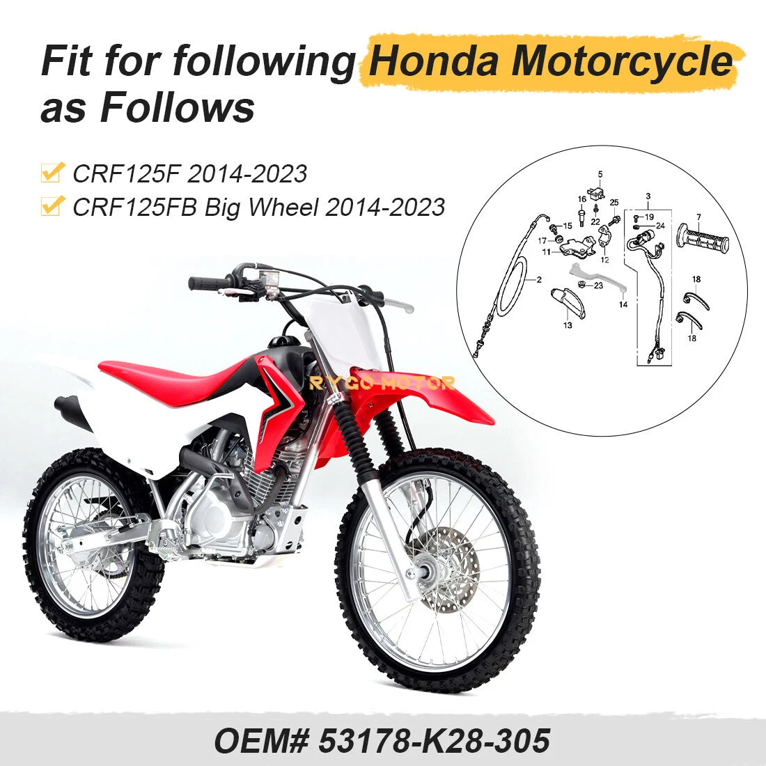 Left Hand Clutch Lever for Honda CRF125 F/FB (2014–2023) #53178-K28-305