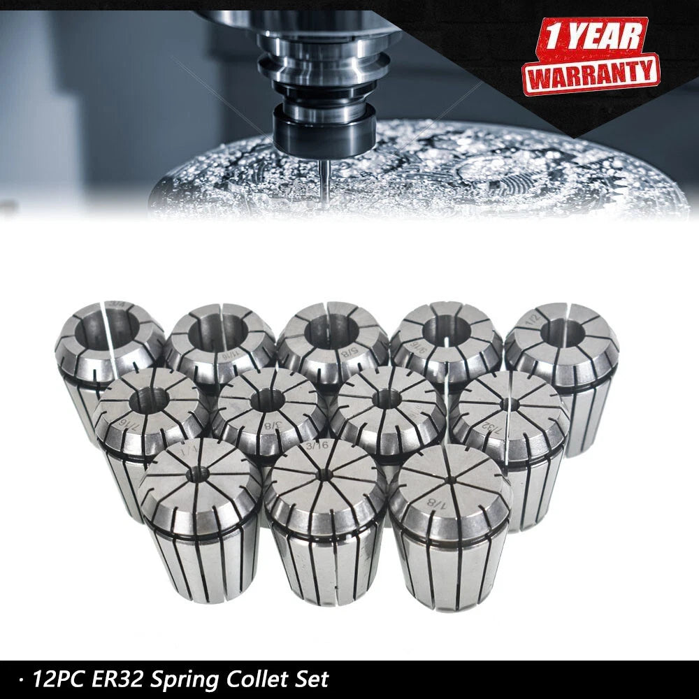 12Pcs ER32 Spring Collet Set for CNC Workholding (Engraving, Milling, Lathe)