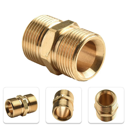 2X Solid Brass M22 Male to Male Pressure Washer Hose Extension Adapter