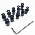 10pcs Windshield Bolt Kit for Motorcycle (Well Nuts, Black)