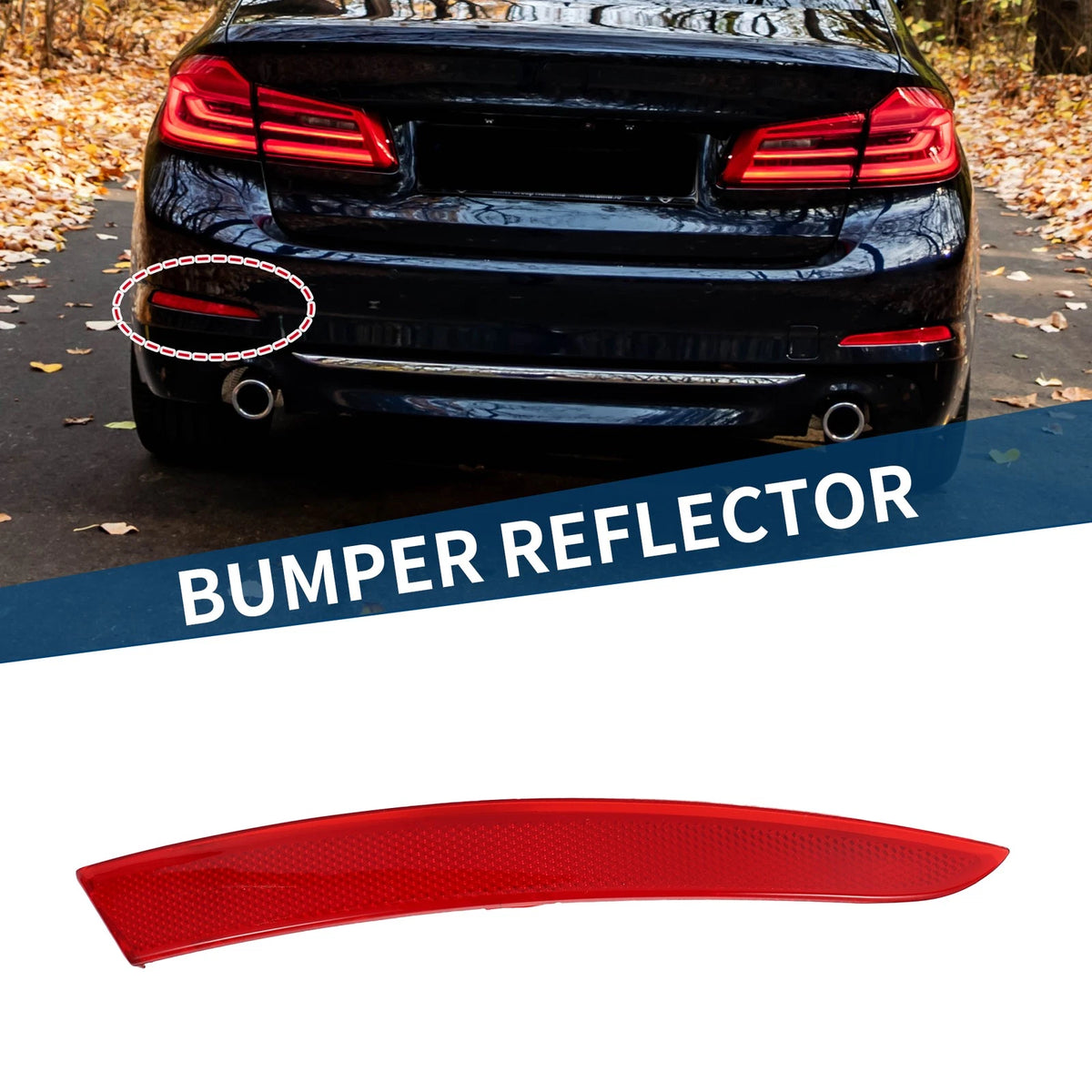 Bumper Reflector Replacement for BMW 535i GT (2014–2017) Rear Left