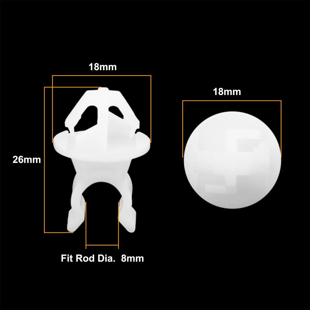 Hood Prop Rod Rivet Clip White Plastic 5pc for Honda (2000–2024)
