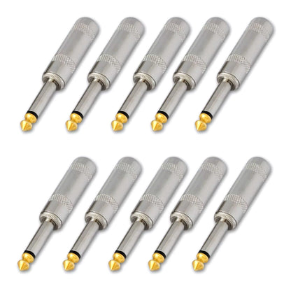 10PCS 6.35mm Mono Male Audio Speaker Adapter Plug Assembly