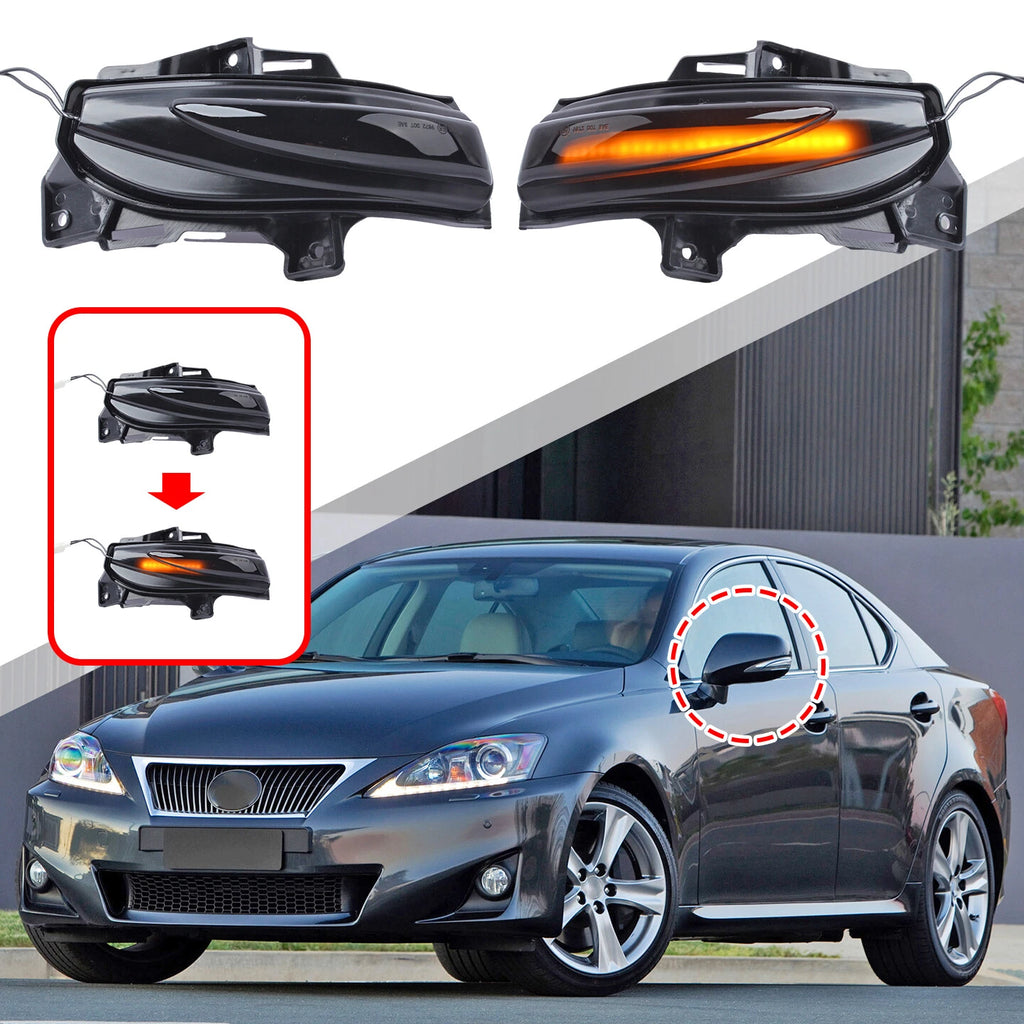 Sequential LED Side Mirror Turn Signal Lights for Lexus IS250 ES240 LS460 (2010–2012)