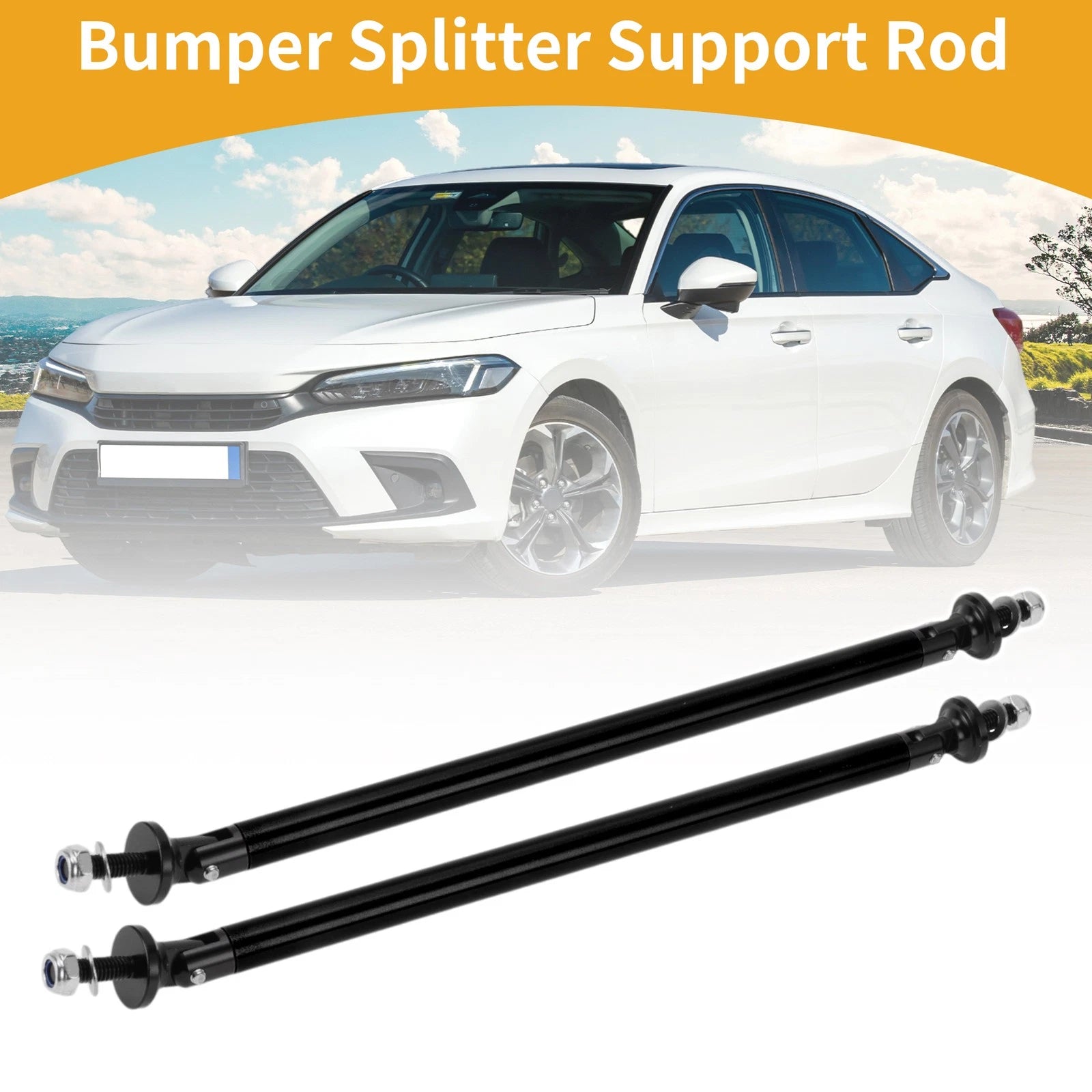 2X Adjustable Front Bumper Lip Splitter Strut Support Bars for Universal (2000–2023)