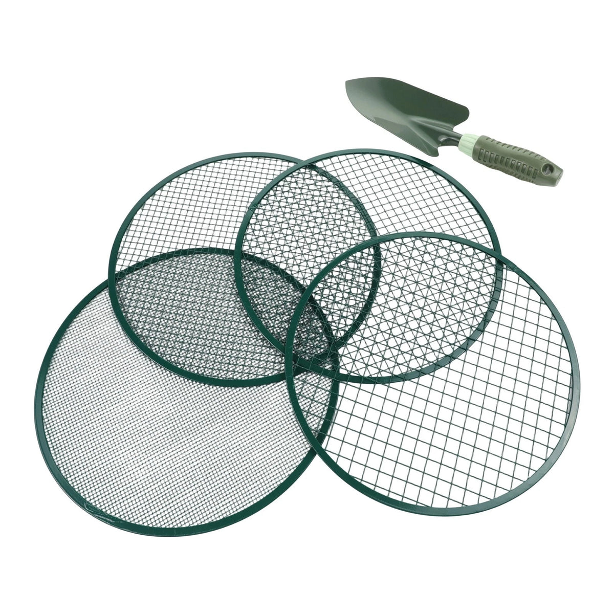 Steel Soil Sifter with 4 Mesh Sizes & Shovel for Garden Projects