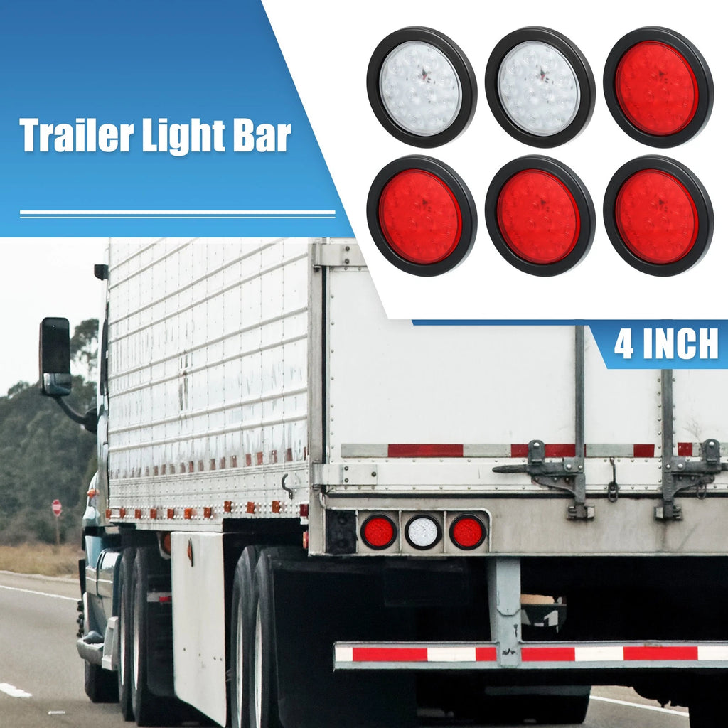 6 Pack 12 LED Trailer Tail Light Surface Mount Waterproof for Truck Trailer (4")