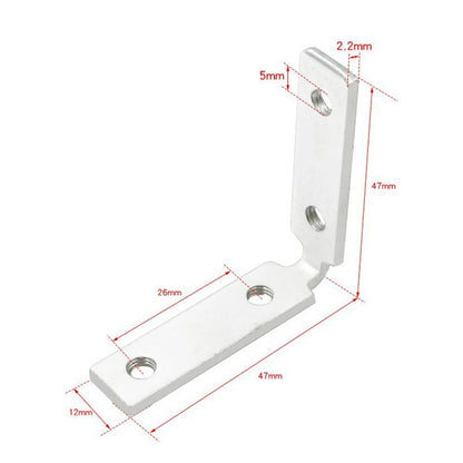 Set of 4 Corner Brackets 47x47x12mm Brushed Finish Silver Tone