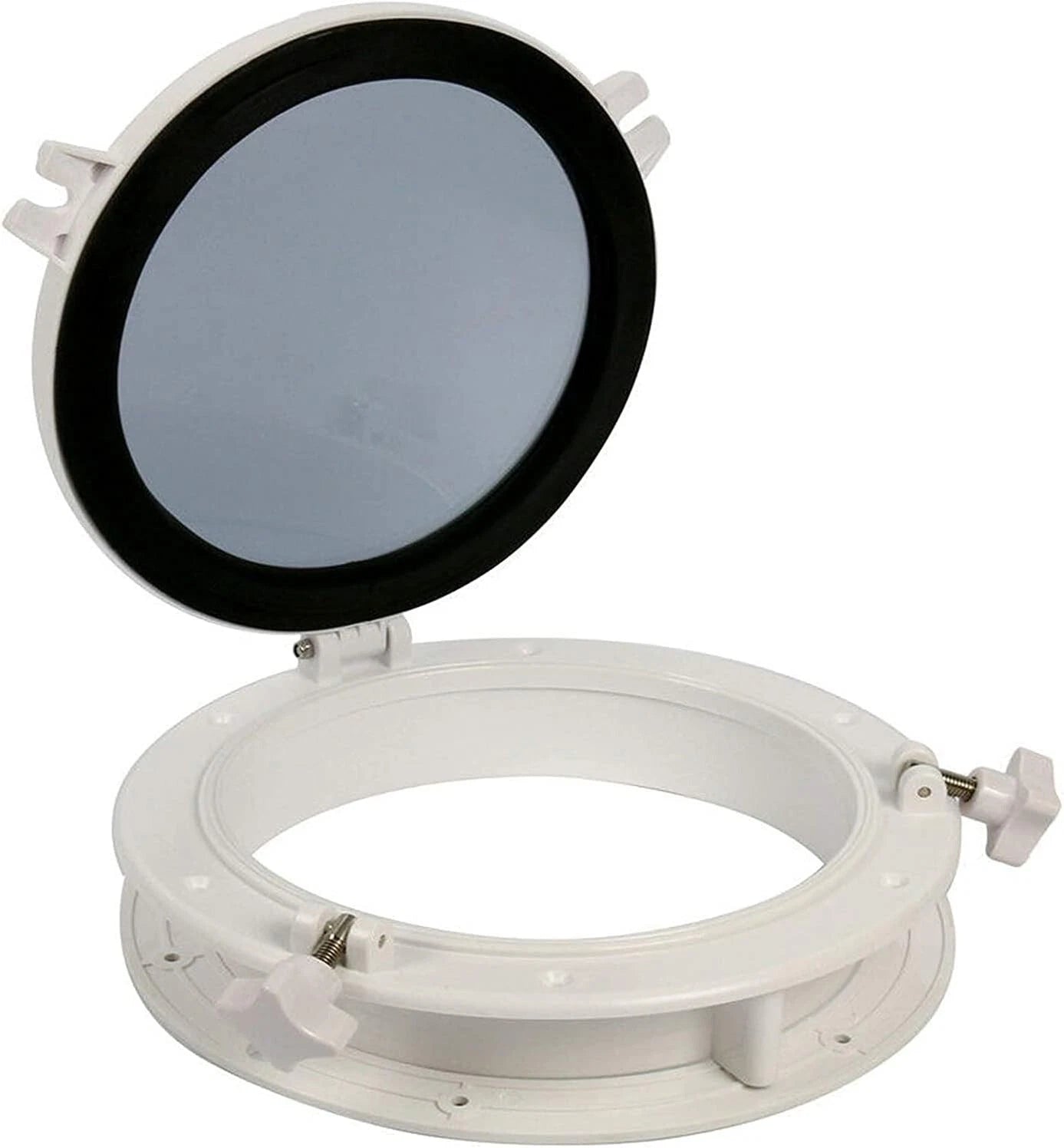 2Pcs 8" Round Opening Portlight Porthole Window for Boat (ABS, Tempered Glass)